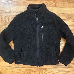 Love Tree Black Zip-Up Sherpa Jacket Size S